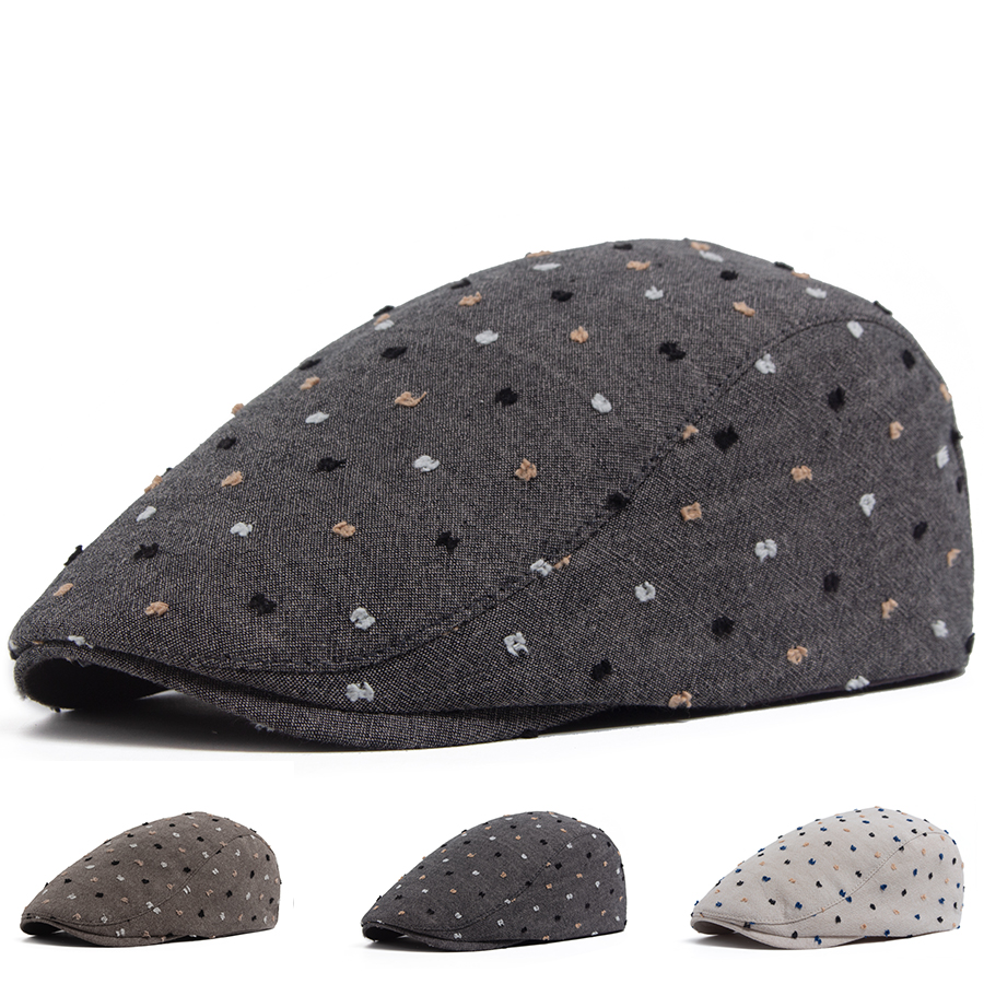 Newsboy Cap Ivy - Wmoen Flat Cap With Polka Dot