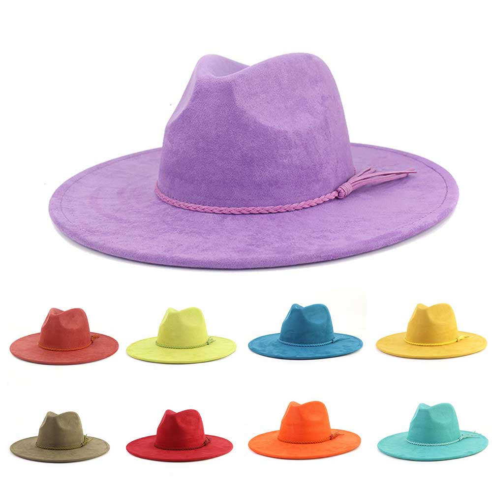 Fedora Hat Wool - Vegan Suede Hat Teardrop shape 9.5cm