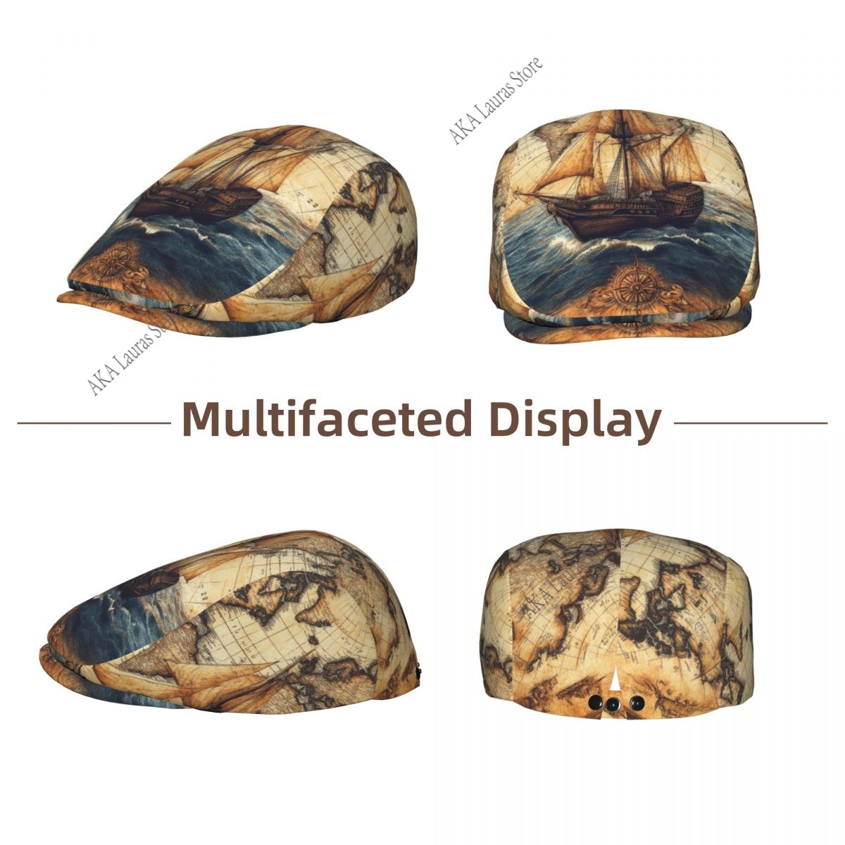 Newsboy Cap Vintage World Map  - огляд і ціна Newsboy Cap Ivy