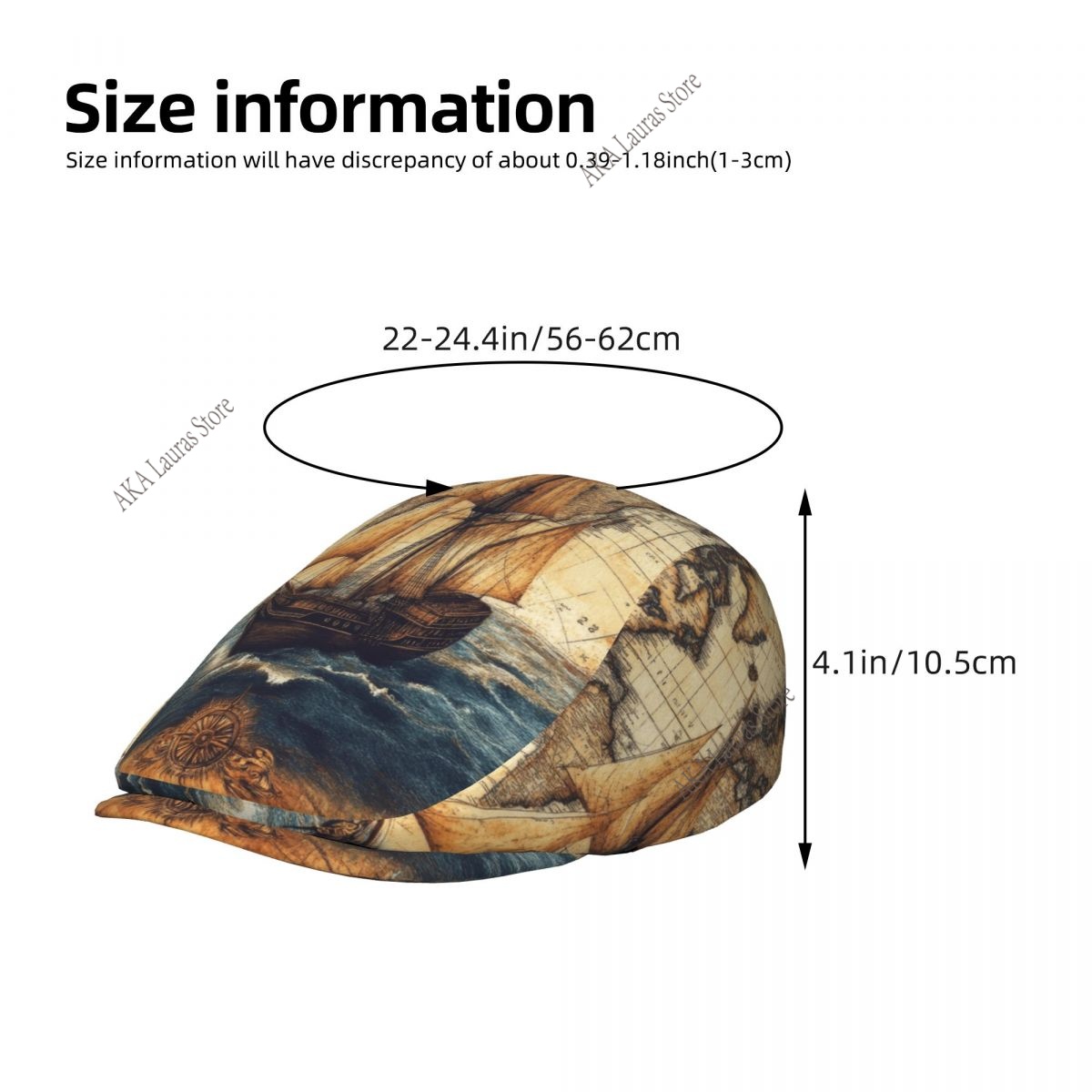 Newsboy Cap Vintage World Map  - огляд і ціна Newsboy Cap Ivy