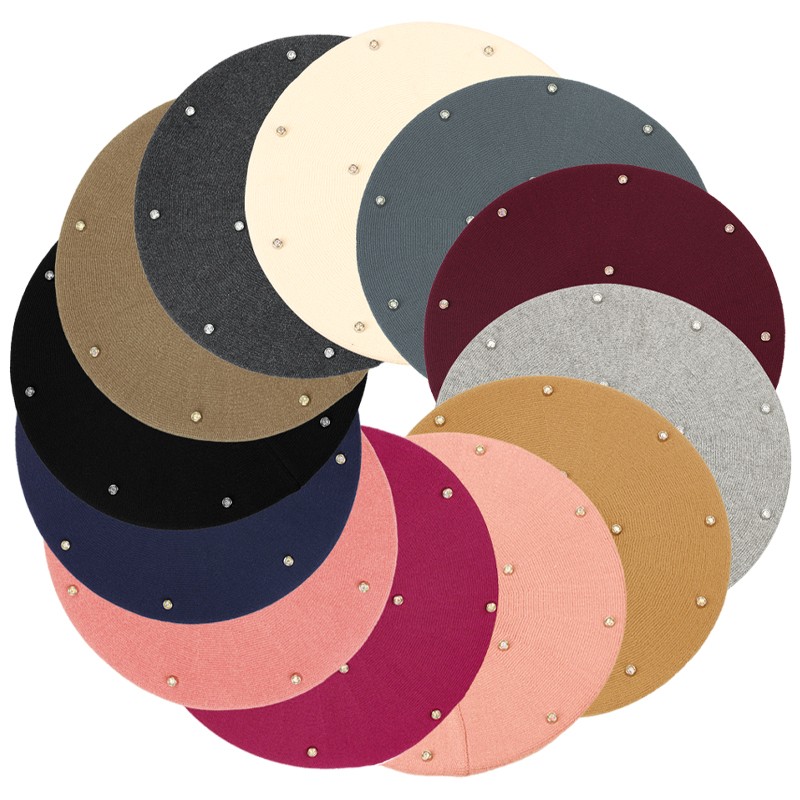 Women's Colour Rhinestones Ber - огляд і ціна Beret French Wool