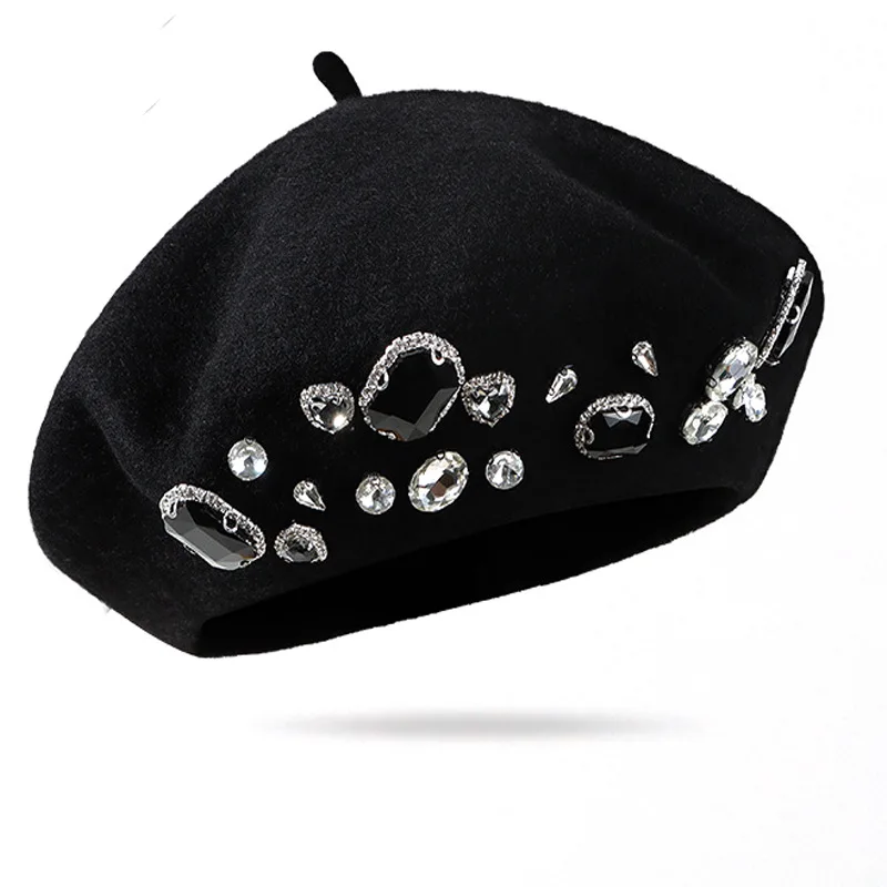 French Beret Thick Rhinestone  - огляд і ціна Beret French Wool