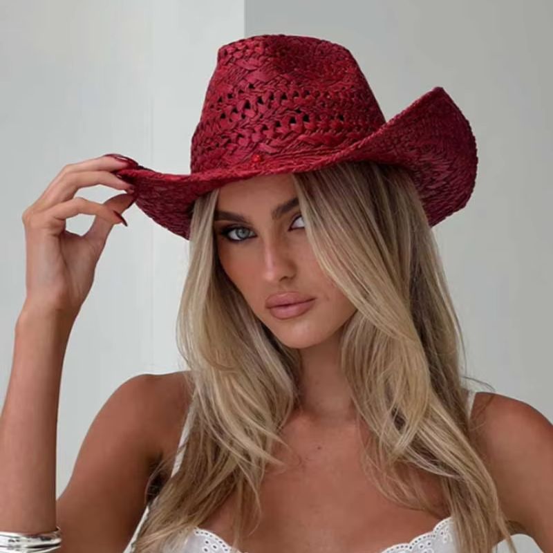 Cowboy hat red hand-painted su - огляд і ціна Cowboy Hat Straw